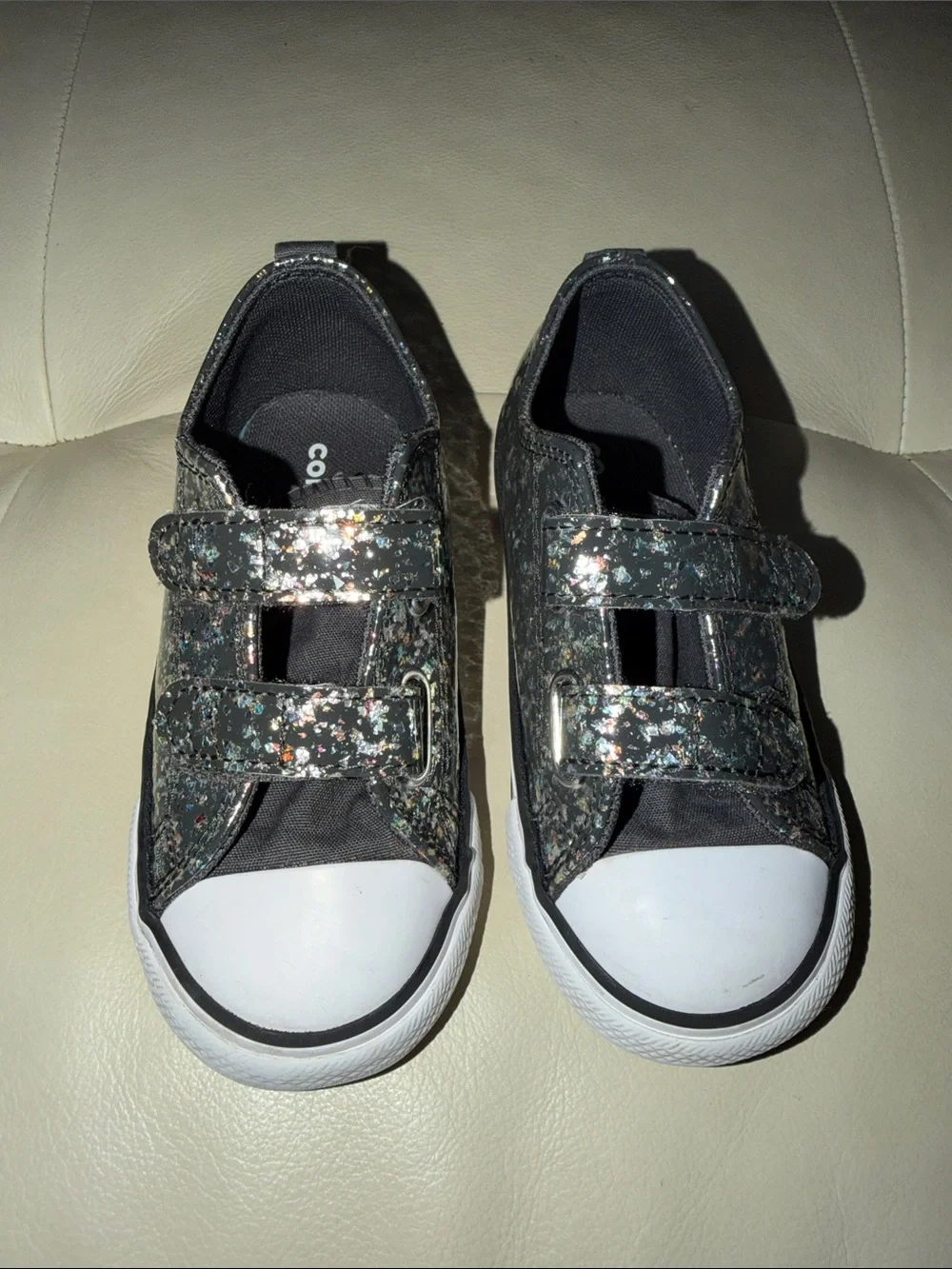 Converse Kids Glitter Strap Sneakers - Black with Multicolor Sparkle